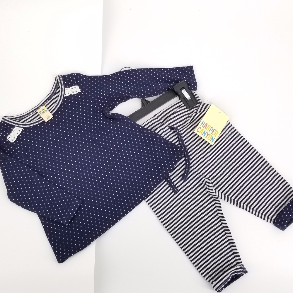 Harper Canyon Baby Girl Double Knit Striped Set